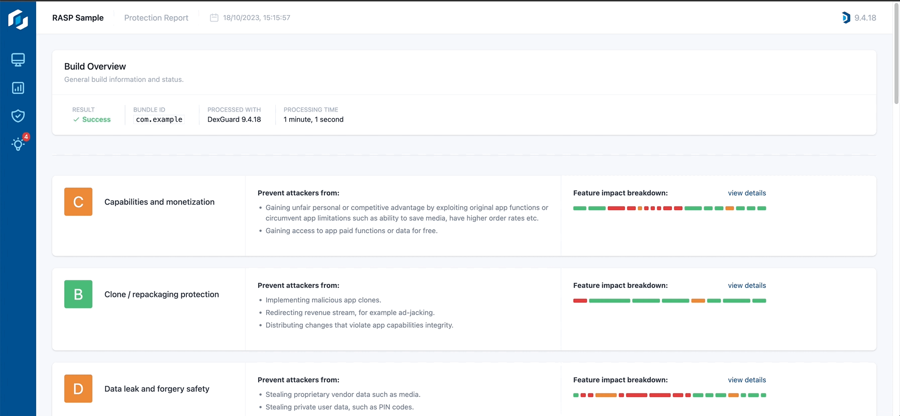 Protection-report-interface